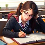 Gadis sedang menulis