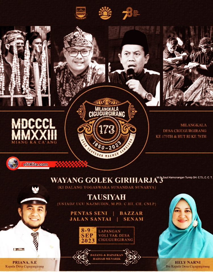 Flyer acara perayaan HUT ke-173 (1850-2023) Desa Cigugur Girang, Kecamatan Parongpong, Kabupaten Bandung Barat