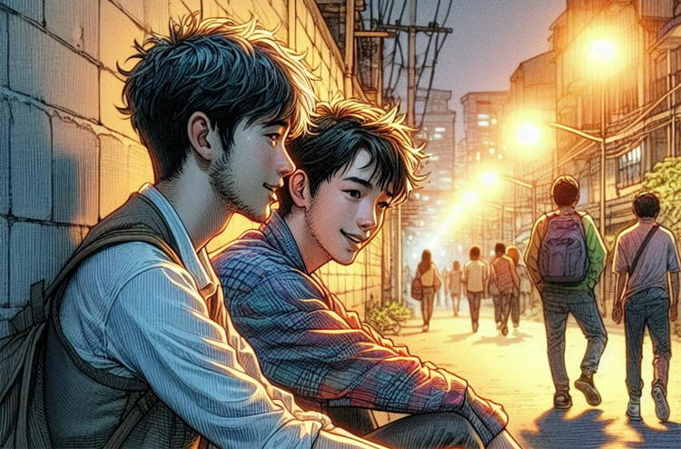 Dua remaja sedang ngobrol