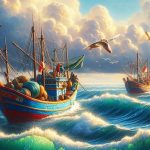 Nelayan Indonesia mencari ikan di laut