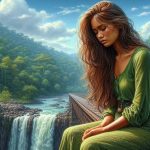 Gadis termenung di pinggir jembatan