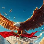 Burung Garuda dan bendera merah putih