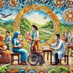 Ilustrasi 2D Mural Mozaik, Inspiratif program SDGs Tema Kesehatan Masyarakat