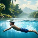 Ilustrasi: Aku sempat tenggelam sebelum akhirnya tersangkut di pohon jambu batu di pinggir sungai - (Sumber: Arie/Meta AI)