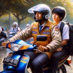 Naik ojek ke sekolah