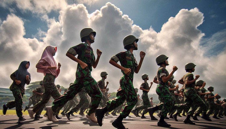Ilustrasi: Remaja SMA sedang latihan dasar kemiliteran di barak tentara - (Sumber: Arie/BJN)