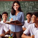 Guru mengajar di kelas