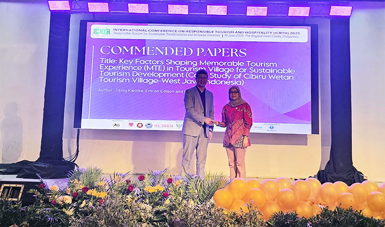 Penghargaan “commended Paper” di ICRTH 2025, diterima oleh Titing Kartika (ketua tim Peneliti) - (Sumber: Humas STIEPAR YAPARI)
