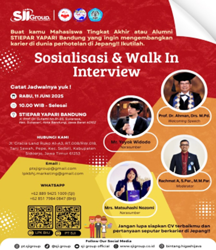 Flyer acara Sosialisasi dan Walk Interview - (Sumber: Humas STIEPAR YAPARI)