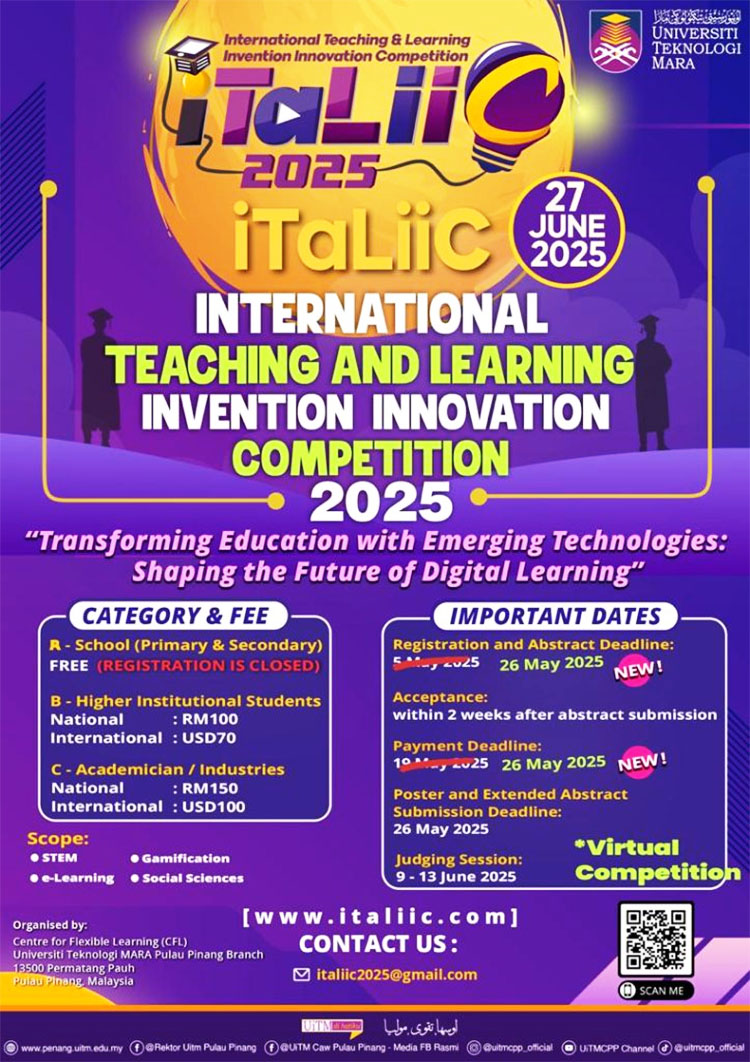 Flyer ajang International Teaching and Learning Invention Innovation Competition (iTaLIIC) - (Sumber: italiic.com)