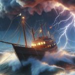 Perahu terserang badai