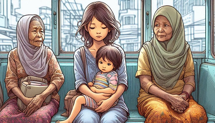 Ibu muda dan anaknya yang masih balita