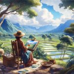 wanita sedang melukis