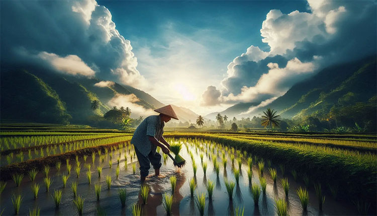 Petani menanam padi