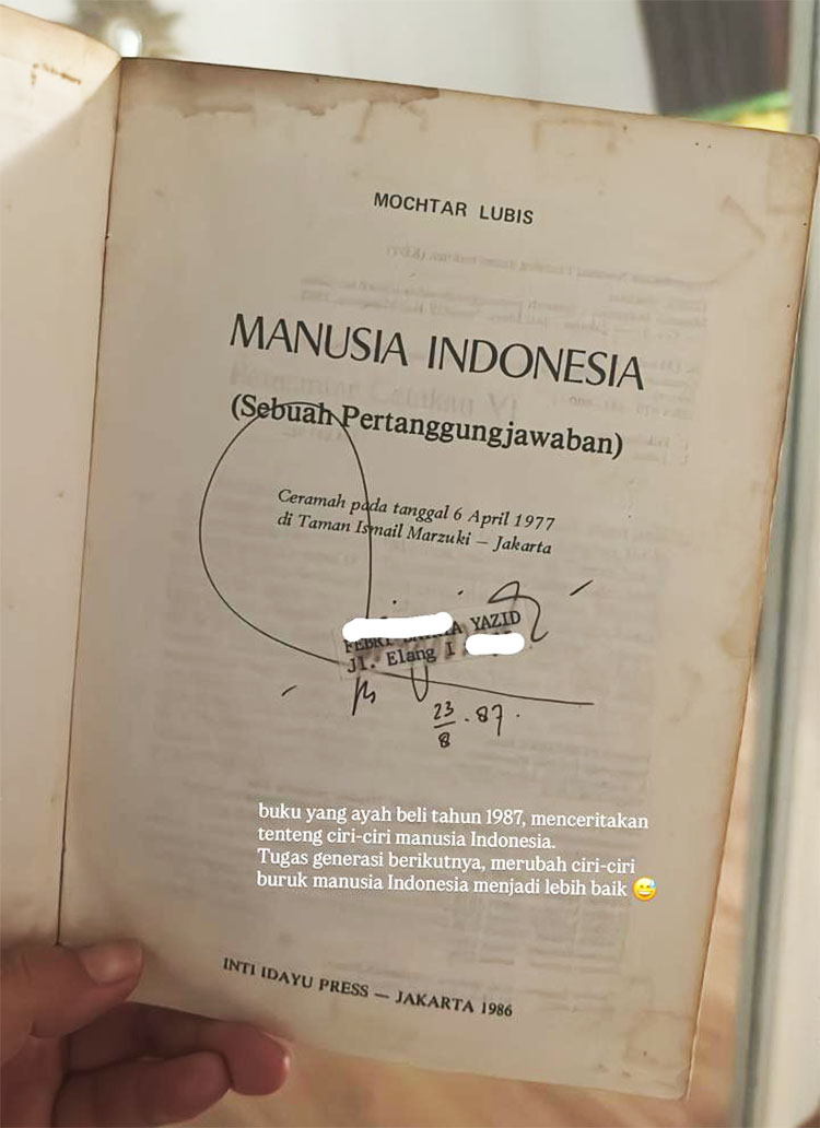 Buku "Manusia Indonesia" karya Mochtar Lubis