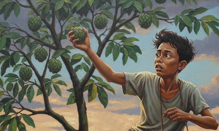 Mencuri buah srikaya